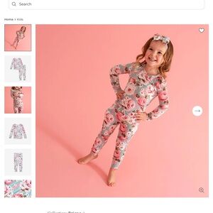 Posh Peanut Rose Garden Pajama Set - Pink and Gray